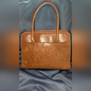 Patricia Nash Elegant Hand Tooled Leather Satchel Handbag